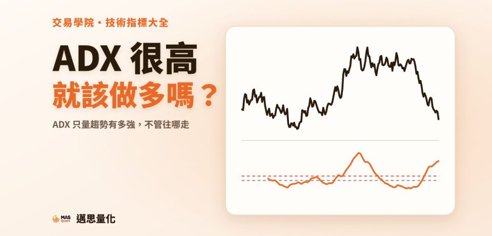 ADX 指標是什麼?ADX 很高就該做多嗎?它只量強弱,不管方向|文章封面 ADX 指標是什麼?ADX 很高就該做多嗎?它只量強弱,不管方向|文章封面