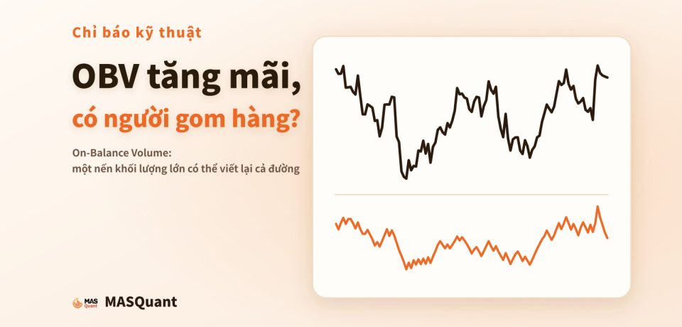 Ảnh bìa bài viết: biểu đồ giản lược EUR/USD năm 2024 với khối lượng và đường OBV, tiêu đề "OBV tăng mãi, có người gom hàng?"