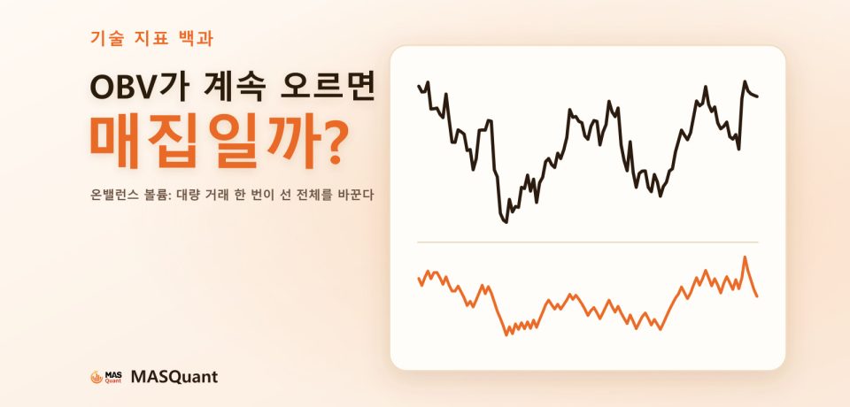 기사 표지: 유로/달러 2024년 차트와 거래량, OBV 선을 단순화한 그림, 제목 'OBV가 계속 오르면 매집일까?'