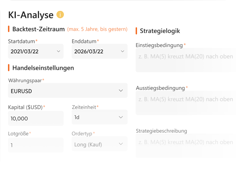 AI Strategy Assistant: Backtest-Zeitraum und Einstellungen