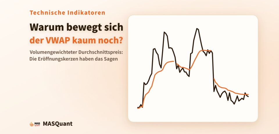 Titelbild des Artikels: vereinfachter Chart mit 1-Stunden-Kerzen von EUR/USD an drei Tagen im Januar 2025 und täglich neu startendem VWAP, Titel „Warum bewegt sich der VWAP kaum noch?“