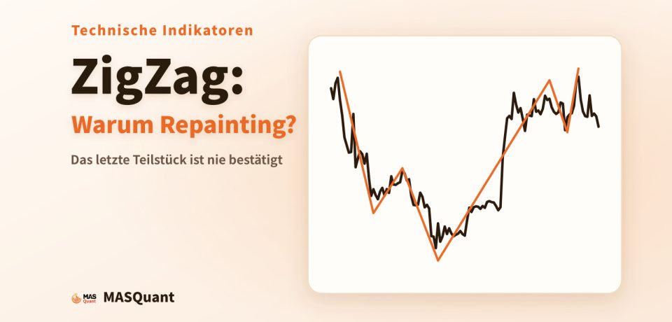 Titelbild des Artikels: vereinfachter Chart von Ethereum 2025 mit der ZigZag-Linie, Titel „ZigZag: Warum Repainting?“